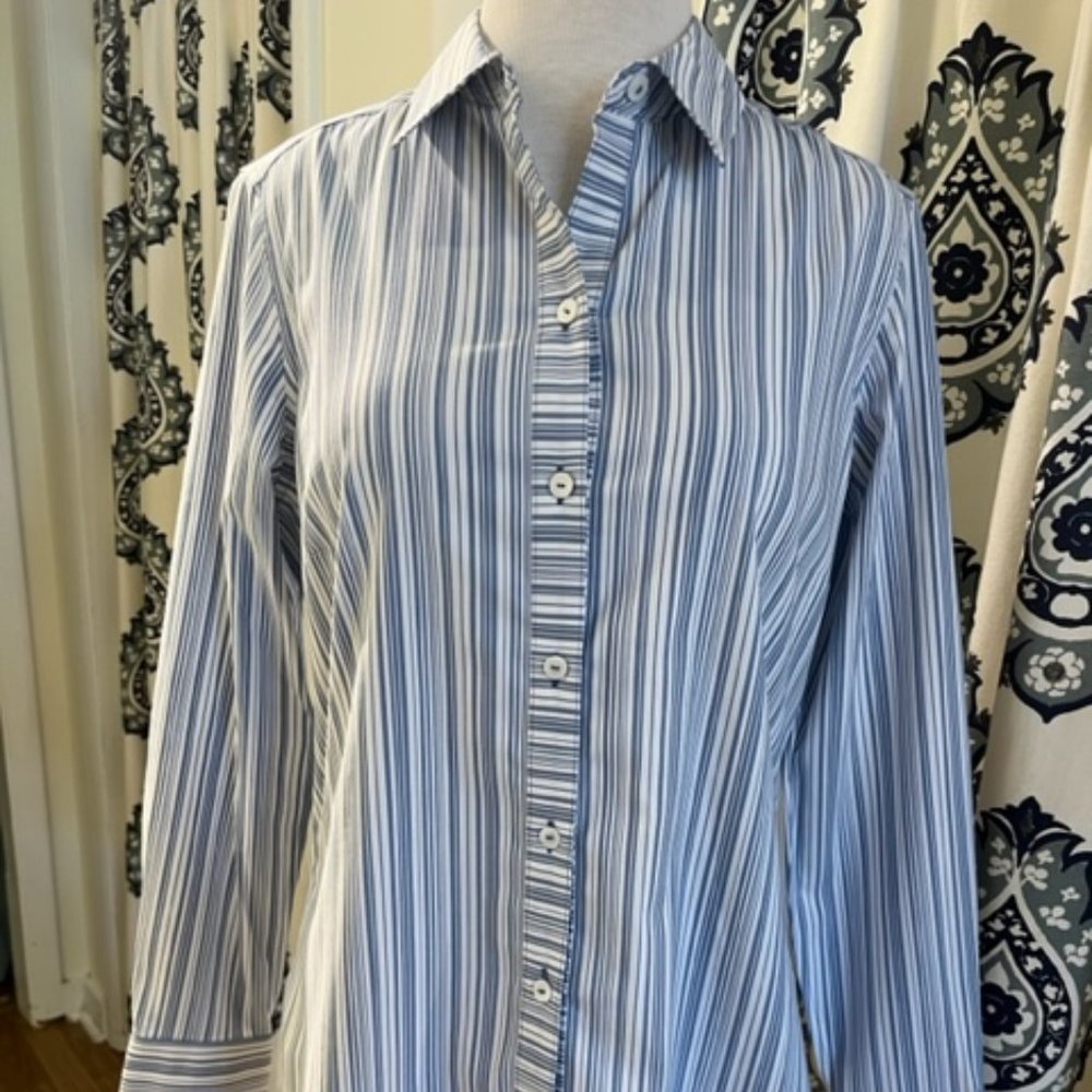 Foxcroft Ava Stripe Blue Bliss